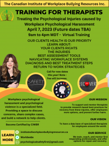 Training for Therapists, workplace psychological harassment