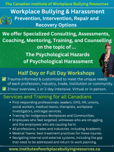 Workplace bullying and harassment resources and workshops, Saskatchewan, Manitoba, Canada