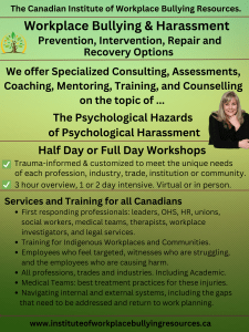 Workplace bullying and harassment resources and workshops, Alberta