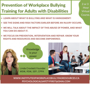 Prevention of Workplace Bullying Training for Adults with Disabilities course